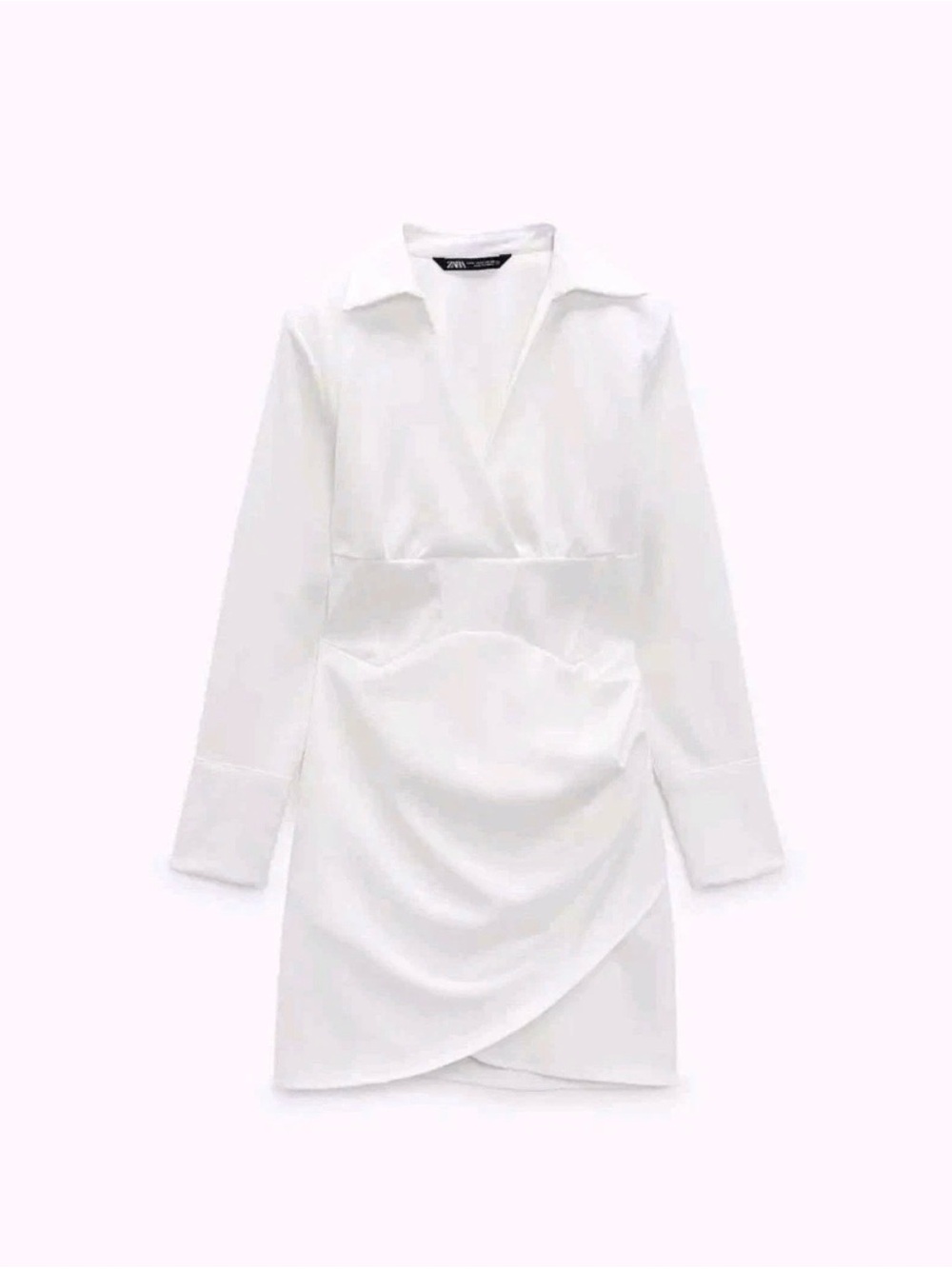 ZARA Oyster White Ruched Corset Long Sleeve Dress - Picture 10 of 11